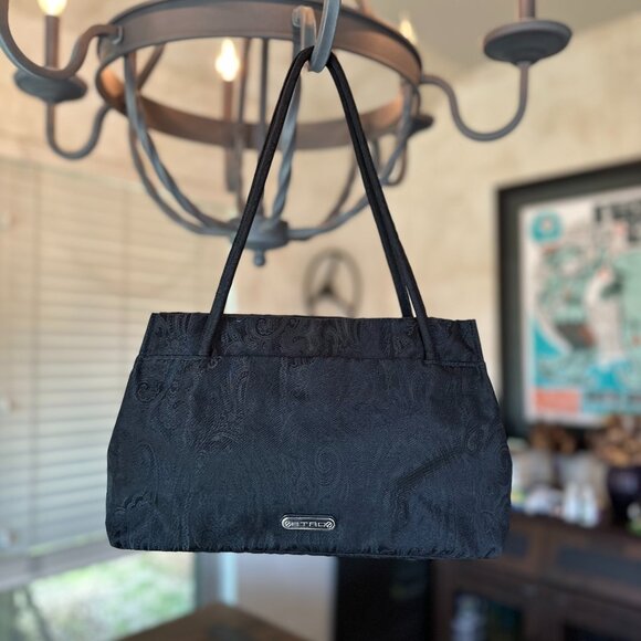 Etro Milano RARE VINTAGE Black Nylon Paisley Shoulder Bag, EUC, Made in Italy - Picture 1 of 16